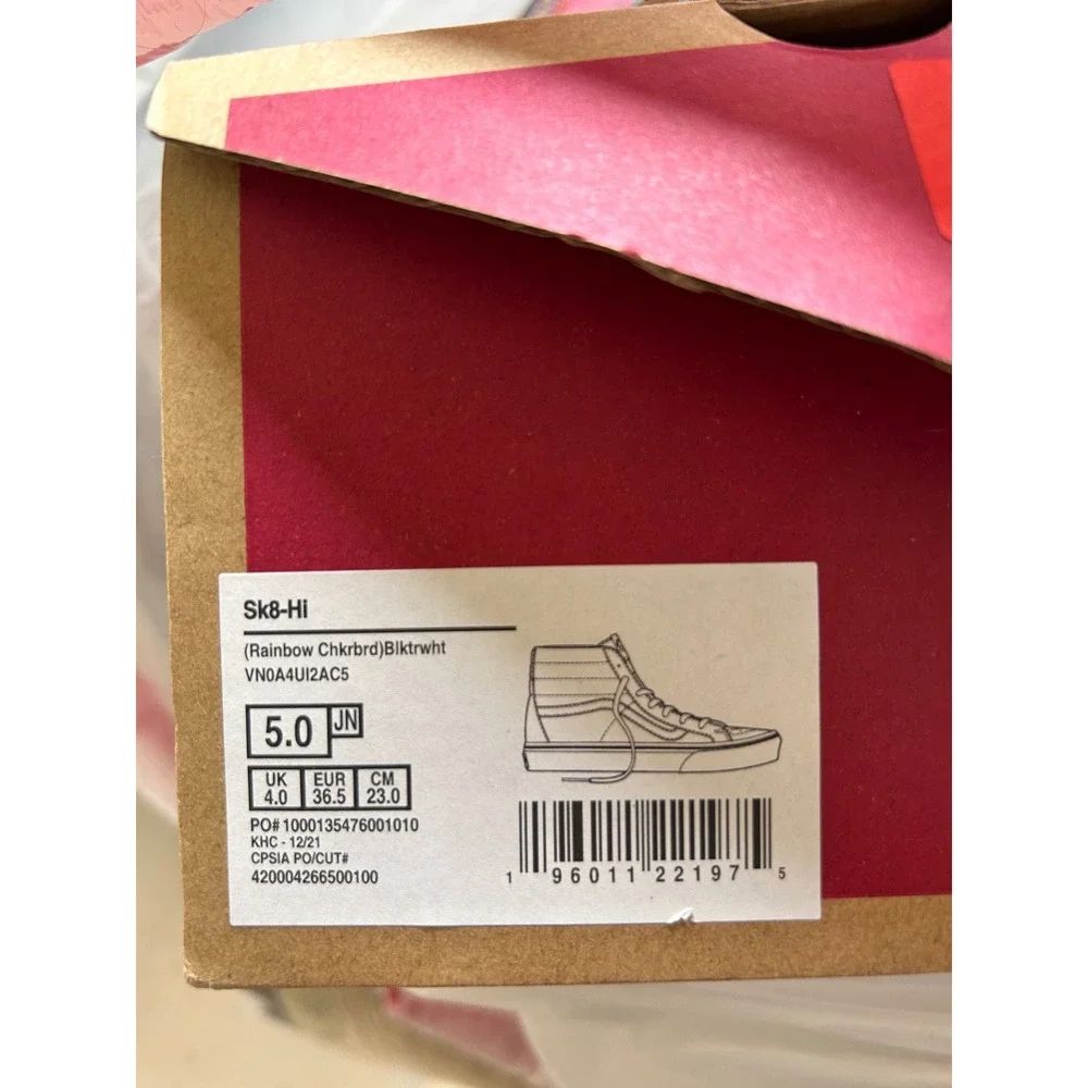 Vans Sk8-Hi Rainbow Checkerboard Black White Sneakers
